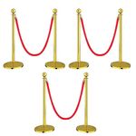 Kunplast Elevating Elegance with Stainless Steel Golden Q Manager Barricade 900mm height with 1.5 Mtr Red Velvet Rope (6 POLE 3 ROPE)