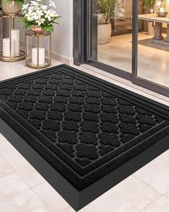 Color&Geometry Door Mat Outside Entrance to Catch Dirty, Doormat Outdoor Entrance Heavy Duty Non Slip, Outdoor Mats for Front Door for Welcome, Indoor Outdoor Rug for Single/Back Door, Black 17”X29”