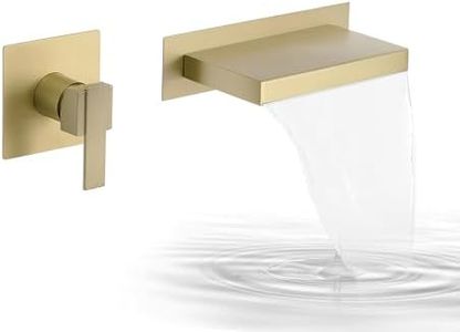 Homevacious Wall Mount Bathtub Faucet Brushed Gold Single Lever Waterfall Bathtub Faucet with Rough in Valve Solid Brass