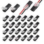 Serplex® 24pcs 2-Pin Cable Connector for 18-24AWG Wires, 2 Way Universal Compact Wire Terminals, 2 Pin Push-Type Connectors with Locking Buckle, Electrical Wire Connector