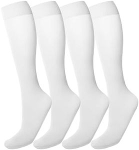 MANZI Women's Knee High Socks 40 Denier Ladies Nylon Semi Opaque Trouser Socks 4 Pairs Knee Stockings (White)