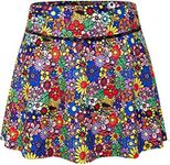 BLEVONH Women's Tennis Skort Active Pleated Skirts with Pocket for Running Golf Flower XL Multicolor