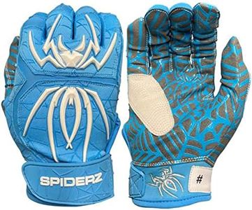 Spiderz 2022 Hybrid Series Men's Baseball Batting Gloves (Pair) Columbia Blue | White Large