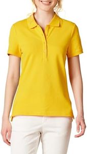 Amazon Essentials Women's Short-Sleeve Polo Shirt (Available in Plus Size), Golden Yellow, X-Small