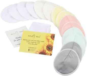 Organic Bamboo Nursing Breast Pads - 14 Washable Pads with Wash and Storage Bags - Breastfeeding Nipple Pad for Maternity - Reusable Nipplecovers for Breast Feeding (Large, 4.7")