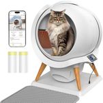 HoneyGuaridan Self Cleaning Cat Litter Box with APP Control, Waterproof Automatic Cat Litter Tray, Smart Robot Litter Box, Safety Protection 0 Risk, Odor-Free, 63L Large-Open for Multi-Cats 3-33lb