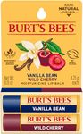 Burt's Bees 100% Natural Moisturizing Lip Balm, Wild Cherry and Vanilla Bean - 2 Tubes