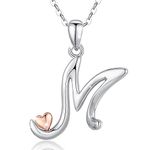 CELESTIA 15 Year Old Gifts for Birthday Sterling Silver Initial Necklace Letter Pendant M Monogram Necklaces Alphabet Heart Initial Jewelry Women