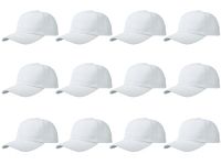 Gelante Plain Blank Baseball Caps Adjustable Back Strap Wholesale LOT 12 PC'S, White, One Size