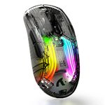 Wireless Gaming Mouse with Full Transparent Design，Double Mode 2.4G/Bluetooth Mouse,3D RGB Backlit,Ergonomic Silent Mouse with 7 Buttons,Rechargeable Wireless Computer Mice for Laptop,PC,Mac(Black)