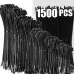 XINGO Cable Zip Ties, 1500 Pack Black Zip Ties Assorted Size 4+6+8+10+12 Inch,Self-Locking UV Resistant Nylon cable ties, Perfect for Home, Office, Garden and Workshop