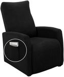 SearchI Recliner Chair Cover Jacquard Chair Covers 4 Piece, Small Recliner Sofa Slipcover for Home Theater Seating with Elastic Bottom, Recliner Protector with Pocket for Recliners, Black