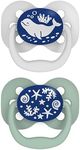 Dr. Brown's Advantage Glow-in-the-Dark Baby Pacifier, Fully Symmetrical Soother with Soft Silicone Bulb, 0-6m, BPA Free, Blue Ocean, 2 Pack (Style May Vary)