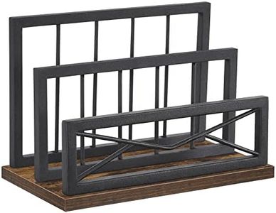 Snughome Desktop Mail Organizer, Desk Mail Organizer with 2-Slot Matte Black Metal Desktop Mail Sorter, Metal Storage File Holder Letter Sorter Organizer for Home or Office Desktop, Rustic Brown