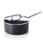 GreenPan Prime Midnight Hard Anodized Healthy Ceramic Nonstick, 3QT Saucepan Pot with Lid, PFAS-Free, Dishwasher Safe, Oven Safe, Black