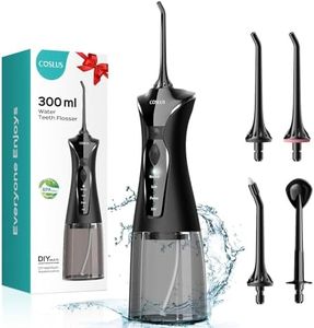COSLUS Water Cordless Flosser for Teeth: 4 Modes Portable 300ML Larger Tank Water Teeth IPX7 Waterproof for Home Travel Black C30(FC5360)