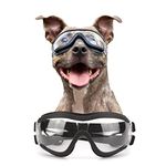 NAMSAN Dog Goggles Medium Large Breed Anti-UV Dog Sunglasses Outdoor Pet Glasses for Driving Traveling Eye Protective, Clear