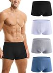 Hoerev Men Super Soft Bamboo Fibre Boxer Trunks Underwear Pack of 4,Whitegreyblueblack,3XL