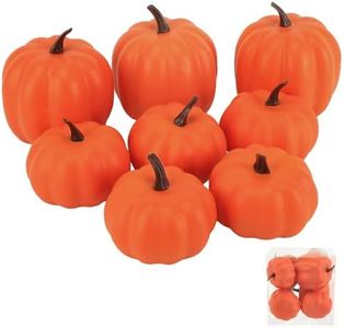Ghrdopy Fake Pumpkins, 8 Pcs Orange Artificial Pumpkins, Plastic Pumpkins for Thanksgiving Party Table Centerpiece Autumn Home Decoration-A