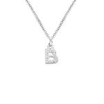 bifriend S925 Silver 26 Initial English Letter Crystal Chain Necklace For Women Girl Best Gift (B)