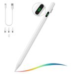 MoKo Stylus Pen for Touch Screen, Active Universal Stylus Pen Compatible with iPad/iPhone/Samsung (Non-S Pen) and Other iOS/Android Smartphone and Tablet Devices Tablet Pen with Power Display, White