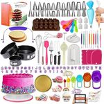 RFAQK 700PCs Cake Decorating Supplies Kit with Baking Supplies- Cake Decorating Tools with Springform Pans, Cake Leveler, Cake Turntable, Numbered Piping Tips, Icing Spatulas, Fondant Tools