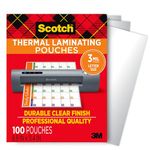 Scotch Thermal Laminating Pouches, 100 Pack Laminating Sheets, 3 Mil, 8.9 x 11.4 Inches, Education Supplies & Craft Supplies, for Use with Thermal Laminators, Letter Size Sheets (TP3854-100)