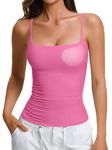 Avidlove Women Padded Tank Top Built in Bra Adjustable Spaghetti Straps Double Lined Basic Cami Shirt Pink