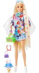 Barbie Doll and Accessories, Barbie Extra Fashion Doll with Blonde Hair and Floral Outfit, Pet Bunny