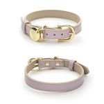 NINA WOOF Milan Leather Dog Collar - Luxury Cute Dog Collar with Adjustable Buckle - Soft Padded Collar, Round Leather Dog Collar - Color Lilac, Extra Small