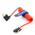 Eonvic 2.1 HDMI Coiled Cable 8K HDMI to HDMI Cable High Speed Male to Male Extender Cable for Atomos Ninja V, Sony a7siii, Portkeys BM5 Monitor (Right HDMI-Left HDMI, Red Braided Coiled Cable)