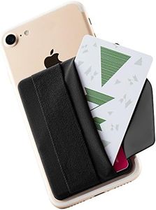 Sinjimoru Phone Grip Card Holder with Flap, Phone Wallet Stick On, Adhesive Card Holder, Finger Strap for Phone, Sinji Pouch B-Flap, Black