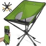 TCEK Swivel Portable Chair - Small Compact Collapsible Folding Chair for Adults That Setup in 8 Seconds, Lightweight Outdoor Backpacking Chair for Camping, Travel, Hiking, Beach, Support 300 LBS