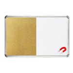 ALKOSIGN Combination Felt Notice Board + White Magnetic Board Beige (4ft x 6ft) Bulletin Board, Display Board, Pin Up Board. for Office, School, Study Room, Colleges (with 72 Multi-Color Push pin)