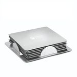 Shri & Sam Stainless Steel Square Coaster Set, 6-Pieces, Silver (6 Pieces Coaster, 1 Stand)