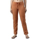 Enamor Essentials Slim Fit Mid Rise Stretch Cotton Basic Straight Leg Lounge Pant for Womens-E014 (E014_Terra Cotta_L)