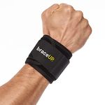 BraceUP Wrist Compression Strap, Wrist Wrap - Wrist Band, Brace for Tendonitis, Tennis, Gym, Workout, One Size Adjustable (Black)