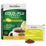 Herbion Naturals Cold & Flu Remedy Herbal Granules with Natural Lemon Flavour, 10 count sachets - Helps Relieve Cough and Chest Congestion