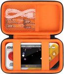 Supmay Hard Travel Case for My Arcade Atari Pocket Player Pro, Portable Video Game System Handheld Game Protection Case with Mesh Pocket for Batteries and USB-C Cable, Black+Orange