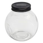 Mczcent Coin Money Piggy Bank with Black Slotted Lid for All UK Coins, Two Placement Methods Safe Money Bank Coin Saving Box Pot, Glass Clear Coin Money Saving Jar for Adults Teens Kids Girls Boys