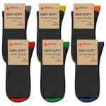 Dafi soft 6 Pairs Unisex Wide Diabetic Cotton Socks Made in Turkey (UK 12-14 / EU 47-49, 6x Black Coloured)