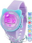 Ayybboo Digital Watches for Girls Boys, 7 Color Lights Water Proof Watches with Alarm Stopwatch,Cute Cat Watch, Presents for Girls Boys Ages 5-13