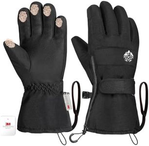 Kids Winter Gloves with 3M Thinsulate, Waterproof kids Snow Gloves, Black