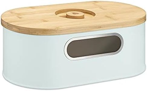 Navaris Boîte à Pain - Corbeille de Conservation du Pain 34,2x18,6x13 cm avec Couvercle en Bambou - Panière de Rangement pour Gâteau Baguette