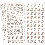 4 Pieces Alphabet Letter Stickers Gold Self Adhesive Stickers Number Alphabet Stickers Scrapbook Craft Stickers for Sign Notebook Door Business Decor (Rose Gold)