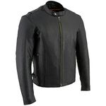 Milwaukee Leather LKM1710 Men's Black Classic Scooter Style Leather Motorcycle Jacket w/Removable Thermal Liner - X-Large