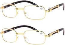 SA106 Art Nouveau Vintage Style Rectangular Metal Frame Eye Glasses, [2-pack] Gold