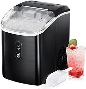 Nugget Countertop Ice Maker with Soft Chewable Ice, Automatic 34lbs in 24 Hours,Pebble Portable Ice Machine with Ice Scoop, Self-Cleaning, One-Click Operation, for Kitchen,Office Black
