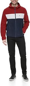 Tommy Hilfiger Men's Hooded Polar Fleece Jacket, Red/Ice/Navy, 3X-Large