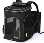 Lekereise Cat Carrier with Storage Pocket and Pooper Scooper, Cat Backpack Carrier, Expandable Pet Carrier for Cat Under 15 lbs, Dog and Small Pet, Breathable Cat Bag Carrier, L, Black